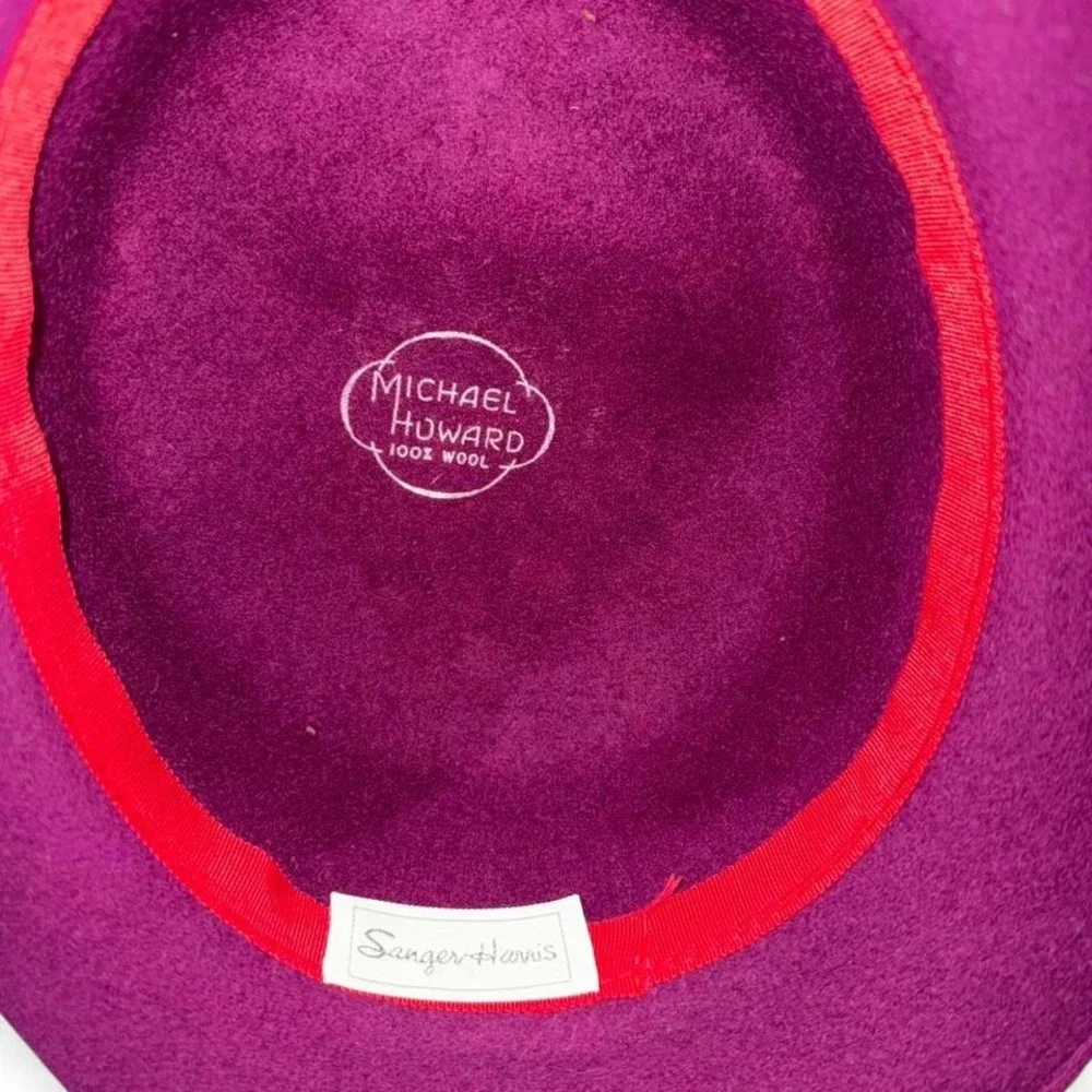 Vintage Ladies‎ Hat Fuscia w/Bow & Netting Wool